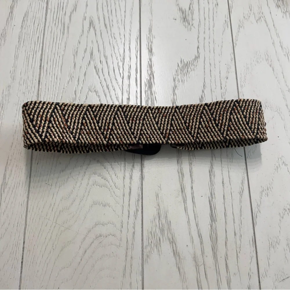 Brown Leather and Tan Woven